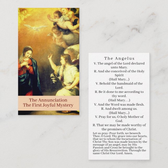 La tarjeta de oración de la anunciación (Anverso / Reverso)