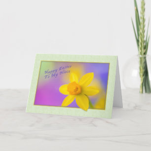 La tarjeta de Pascua de la Niña con Daffodil
