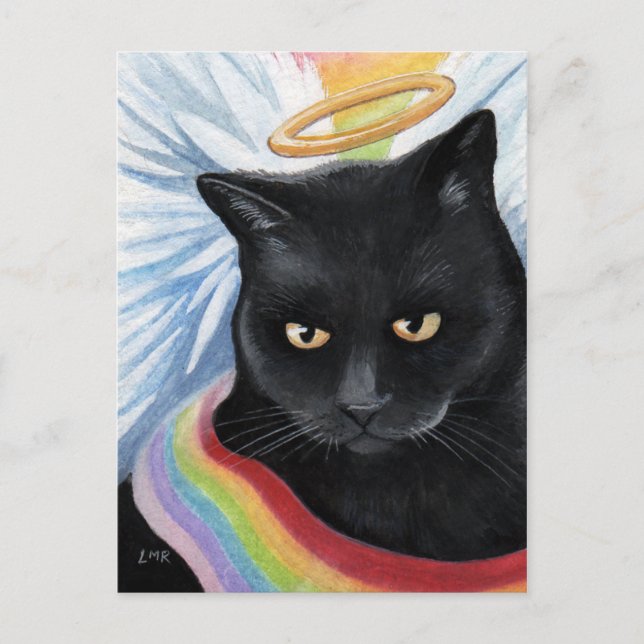 La tarjeta de pintura del gato del ángel final del (Anverso)