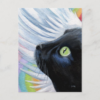 La tarjeta de pintura del gato del ángel final del