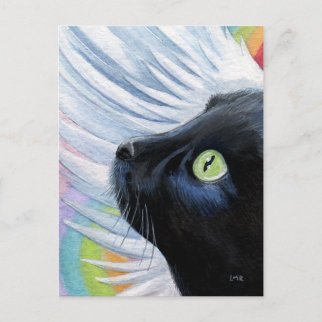 La tarjeta de pintura del gato del ángel final del (Anverso)
