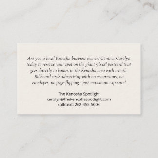 La tarjeta de presentación de Kenosha Spotlight