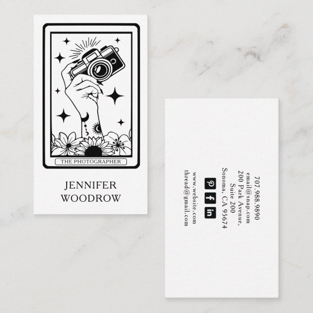 La tarjeta de presentación del fotógrafo Tarot (Anverso / Reverso)