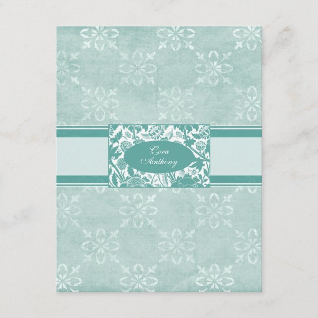 La tarjeta de recepción de boda turquesa de la Nov (Anverso)