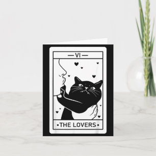 La tarjeta de tarot de humor de gato de Los Amante
