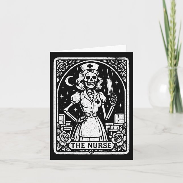 La tarjeta de tarot del esqueleto de enfermera Div (Anverso)