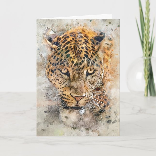 LA TARJETA DE TODA OCASIÓN EN BLANCO LEOPARD (Anverso)