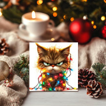 La tarjeta de vacaciones frustrada del gato de vac