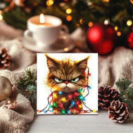 La tarjeta de vacaciones frustrada del gato de vac