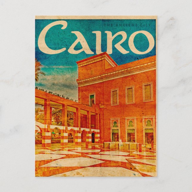 La tarjeta de viaje vintage de El Cairo (Anverso)