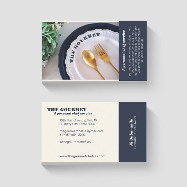 La tarjeta de visita blanca Gourmet Personal Chef (Subido por el creador)