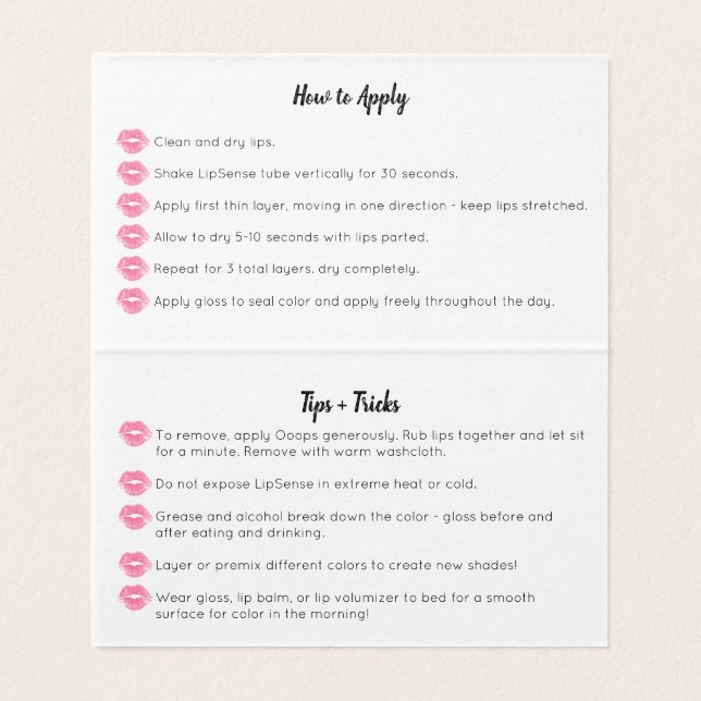 La tarjeta de visita de Lippies de la acuarela - (Interior desplegado)