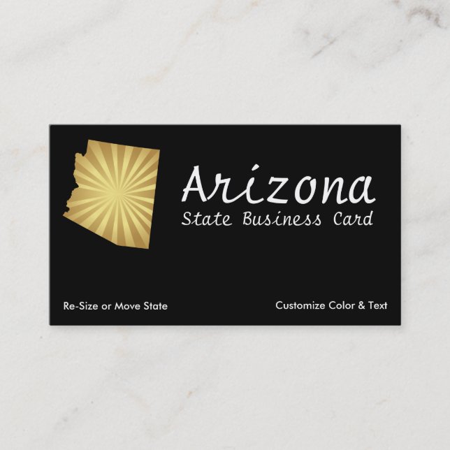 La tarjeta de visita del estado de Arizona Sun (Anverso)