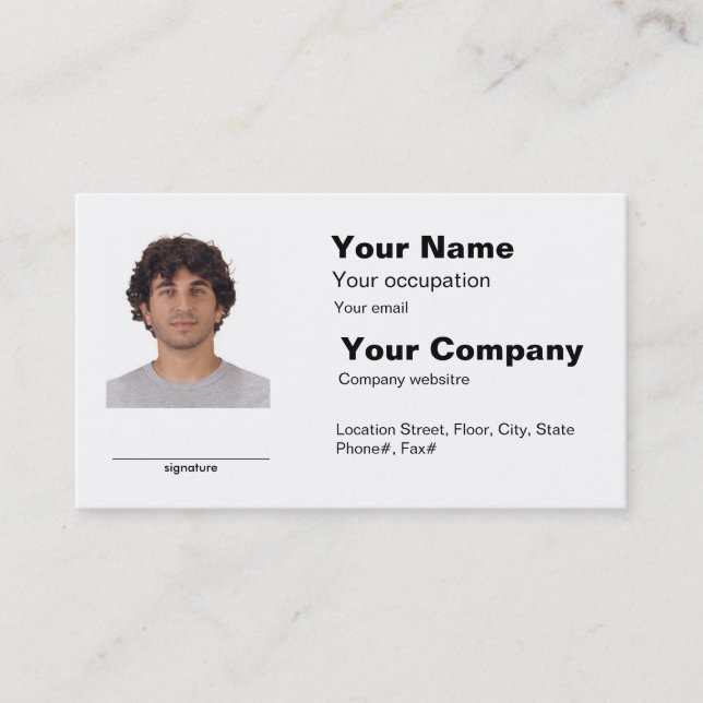 La tarjeta de visita del muchacho del carnet con (Anverso)
