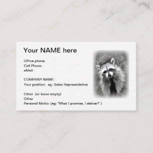 La tarjeta de visita sonriente del mapache