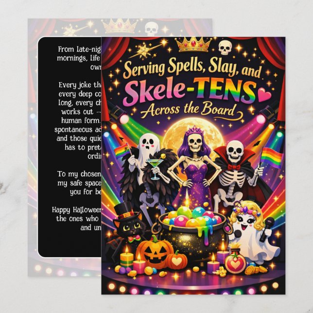 🎃🌈 La Tarjeta del Cabaret Queer de Halloween (Anverso / Reverso)