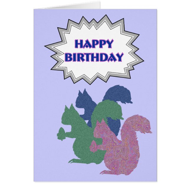 La tarjeta del "feliz cumpleaños" de tres ardillas (Frente)