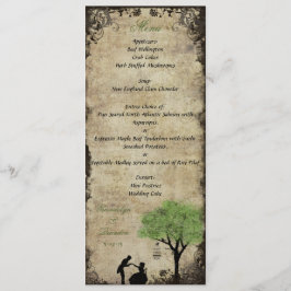 La tarjeta del menú de la boda del verde de la