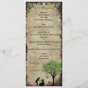 La tarjeta del menú de la boda del verde de la