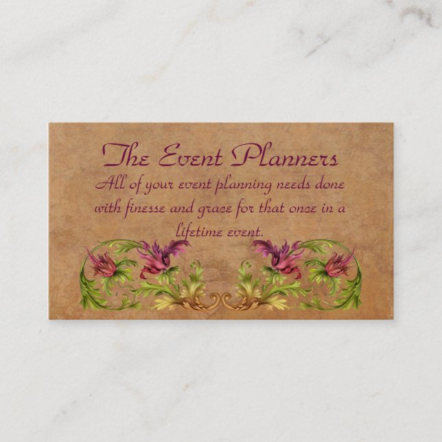 La tarjeta del perfil de los planificadores de (Anverso)