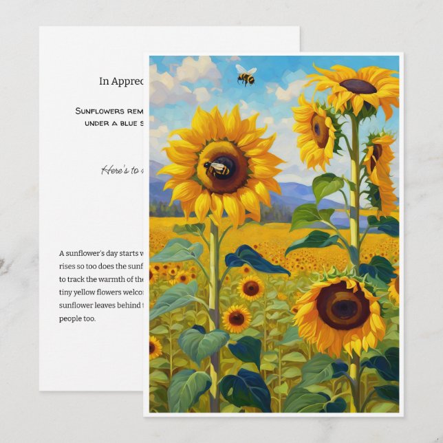 La tarjeta girasol es una nota alegre (Anverso / Reverso)