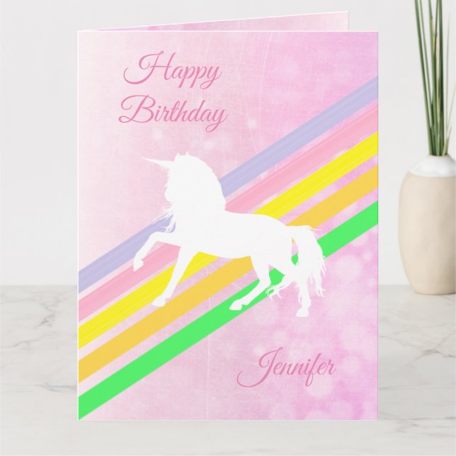 La tarjeta personalizada unicornio del chica (Anverso)