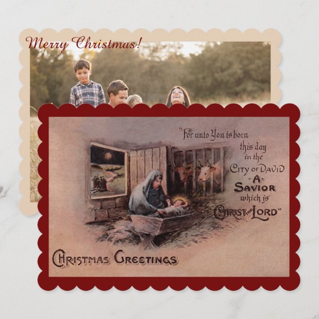 La tarjeta plana de bendiciones a los Navidades (Anverso / Reverso)