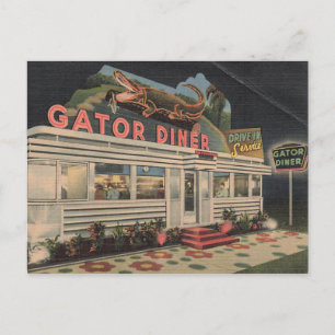 La tarjeta postal antigua del Gator Diner