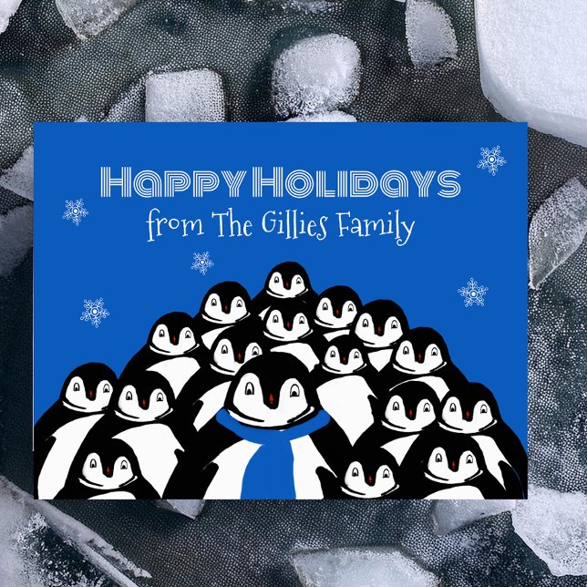 La tarjeta postal azul de la familia Fun Penguin (Subido por el creador)