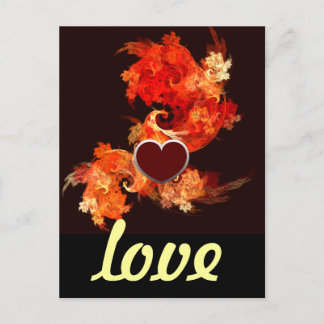 La tarjeta postal de amor de las aves de fuego que