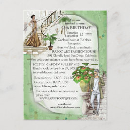 La tarjeta postal de anuncio del diseñador de moda