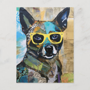 La tarjeta postal de collage del perro lindo con g