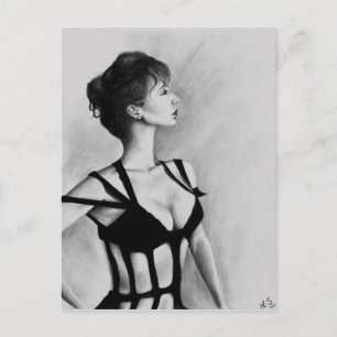 La tarjeta postal de dibujo del retrato artístico 