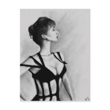 La tarjeta postal de dibujo del retrato artístico 