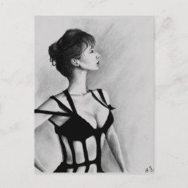 La tarjeta postal de dibujo del retrato artístico 