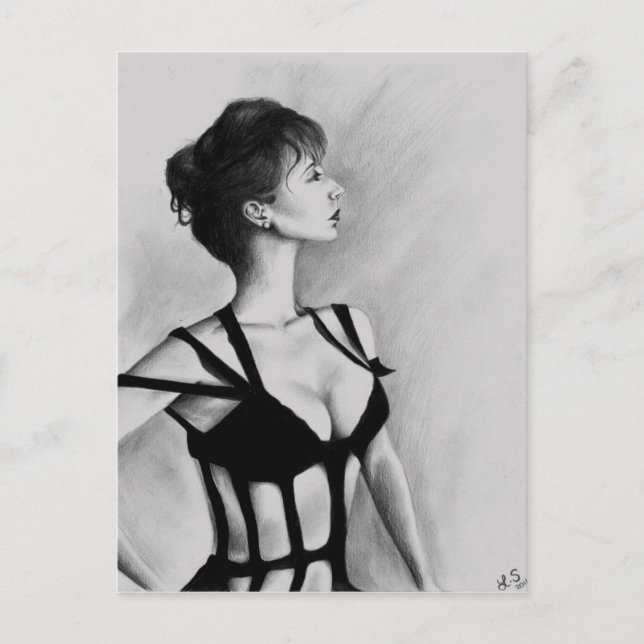 La tarjeta postal de dibujo del retrato artístico  (Anverso)