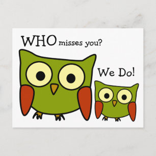 La tarjeta postal de Owl Miss You de los años 60