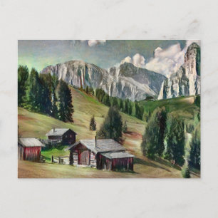 La tarjeta postal de pintura de los Dolomitas