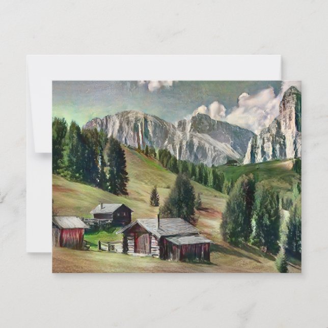 La tarjeta postal de pintura de los Dolomitas (Anverso)
