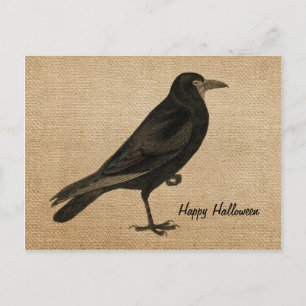 La tarjeta postal de Raven Burlap de Vintage
