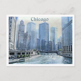 La tarjeta postal del centro de Chicago con angust