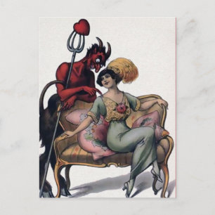 La tarjeta postal del diablo de Krampus victoriano