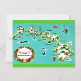 La tarjeta postal del mapa de las Islas Hawaianas