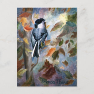 La tarjeta postal del pollo en otoño