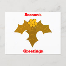 La tarjeta postal Gold Holly de los saludos de tem