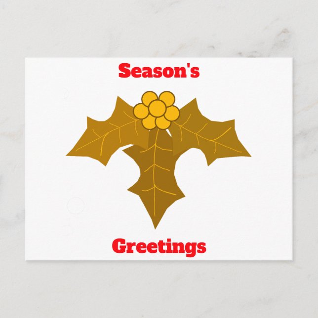 La tarjeta postal Gold Holly de los saludos de tem (Anverso)