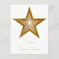 La tarjeta postal Gold Star 'Tu texto' es blanca