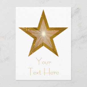 La tarjeta postal Gold Star 'Tu texto' es blanca