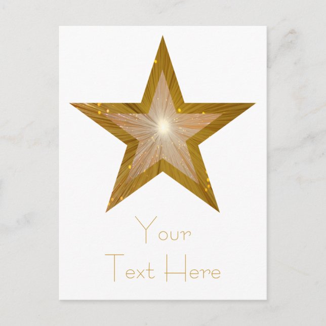 La tarjeta postal Gold Star 'Tu texto' es blanca (Anverso)