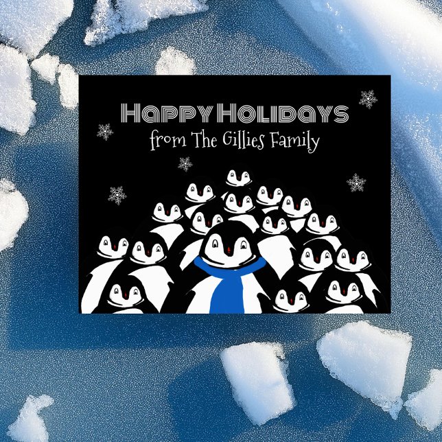 La tarjeta postal negra de la familia Fun Penguin (Subido por el creador)